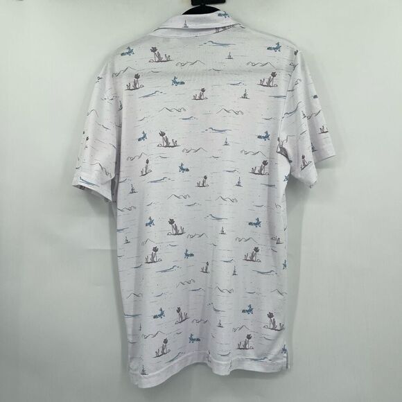 Travis Matthews White Floral Palm Day Man Abstract Golf Polo Shirt Medium - Picture 6 of 6
